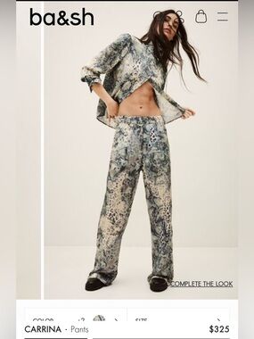 ba&sh Carrina Wide-Leg Pants in Gray/Blue Multi Size S $325